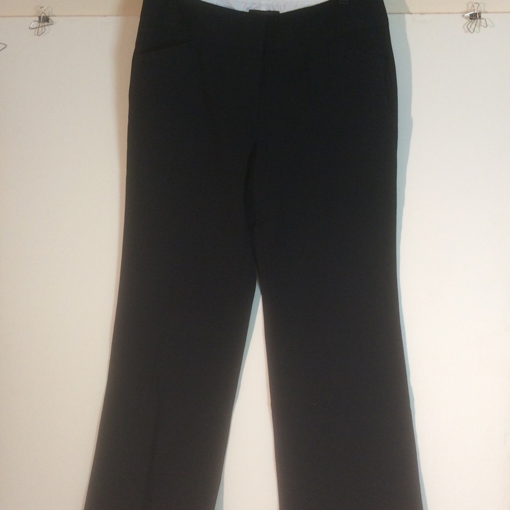 Dana Buchman Black Cotton Wide Leg Pants w/ Pockets Zip Front Casual Everyday